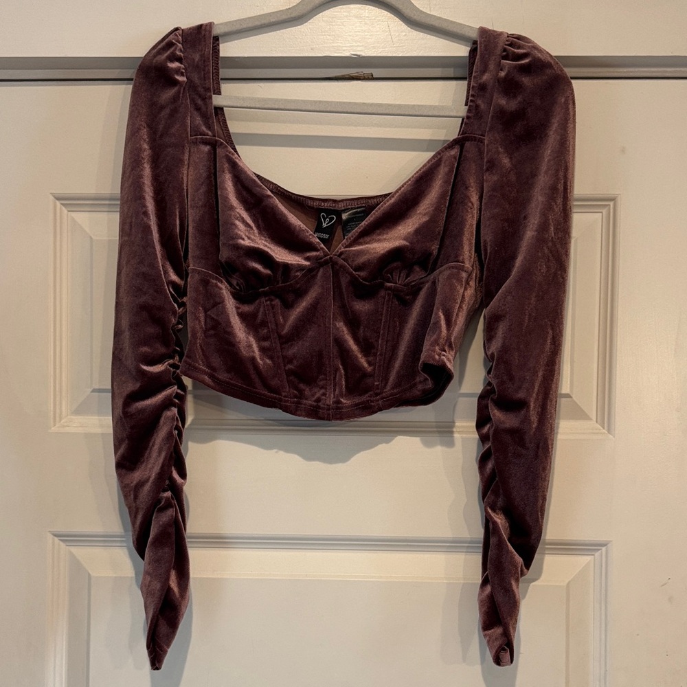 Windsor Velvet Burgundy Long Sleeve Blouse